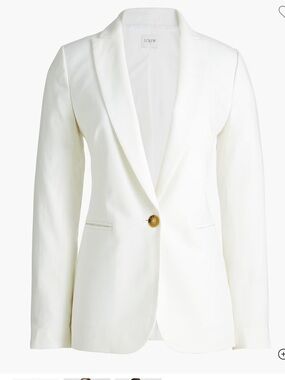 J. Crew Factory NWT Parke Blazer Linen Cotton White Flat Pocket Jacket 8